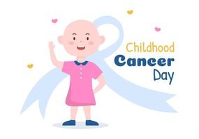 ilustración de dibujos animados dibujados a mano del día internacional del cáncer infantil el 15 de febrero para recaudar fondos, promover la prevención y expresar apoyo vector