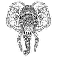 Elephant head line art vector