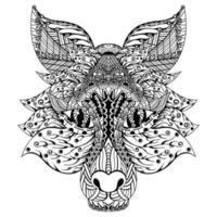 Fox head line art vector