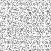 Seamless halloween pattern. Vector background with doodle halloween icons