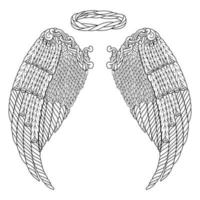 angel wings line art vector