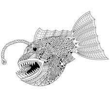 Anglerfish line art vector