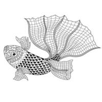 Betta fish line art vector