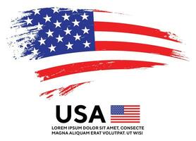 Wave style grunge texture USA flag design vector