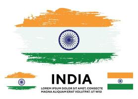 conjunto de vectores de diseño de bandera colorida india de textura grunge