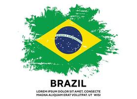 Colorful Brazil grunge texture flag design vector