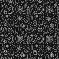 Seamless halloween pattern. Vector background with doodle halloween icons