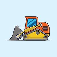 Flat design Tractor, excavator collection vehicle cartoon. building transportation isolated vector