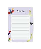 To do planner template Daily check list Organizer and schedule with place for Notes.. Vector illustration. Cute and trendy