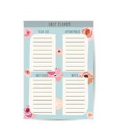 Daily Routines planner template with floral design. Planner with space for notes, to do and habit and water tracker vector