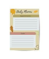 sheet for personal daily planner with autumn leaves and space for notes vector