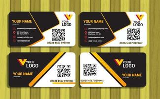 Business card template with abstract shapes and black base color. Vector Illustration