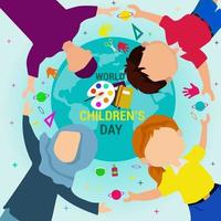 Hand drawn world children's day concept. Vector illustration