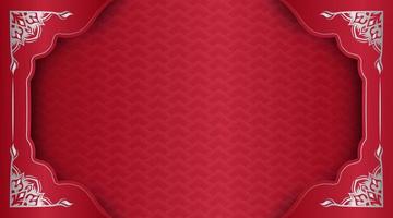 red background, with ornaments and borders vector