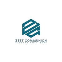 Abstract initial letter ZC or CZ logo in blue color isolated in white background applied for software start-up logo also suitable for the brands or companies have initial name CZ or ZC. vector