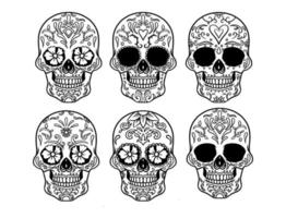 Vector Mexican Skulls with Patterns