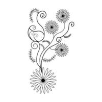 Magnolia flowers drawing with line-art on white backgrounds. vector