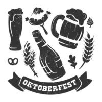 A set of grunge icons for Oktoberfest. hand drawn style vector design inspiration