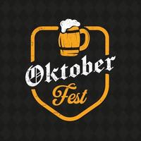 Oktoberfest hand drawn vector lettering and beer glass. Modern brush calligraphy. grunge background.