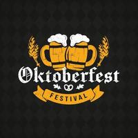 Oktoberfest hand drawn vector lettering and beer glass. Modern brush calligraphy. grunge background.