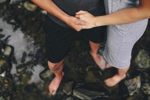 beautiful couple on the background of forest photo