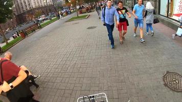 Kiev, Ukraine - May 21, 2021 First-person view. Man rides a bicycle in the Kiev photo