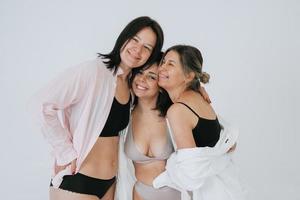 diverse models wearing comfortable underwear, enjoying time together photo