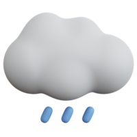 3d rendering cloud with raindrops isolated png