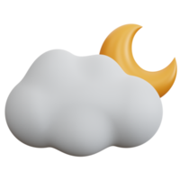 3d rendering cloud with crescent moon isolated png