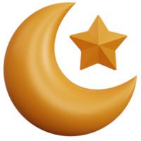 3d rendering crescent moon with stars isolated png