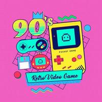 90s 80s memphis nostalgic colorful retro Video game vector