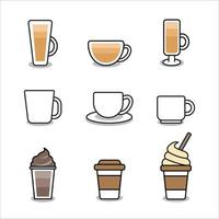 Collection of icons of different coffees vector