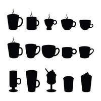 Set of coffee cups silhouettes vector