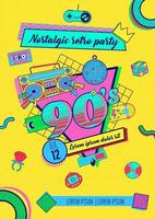 90s 80s memphis nostalgic colorful retro party poster vector