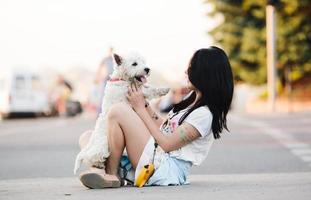 girl with her dog photo