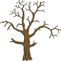 simplicidad halloween árbol muerto dibujo a mano alzada silueta diseño plano. png