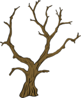 simplicidad halloween árbol muerto dibujo a mano alzada silueta diseño plano. png