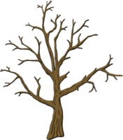 simplicité halloween arbre mort dessin à main levée silhouette design plat. png