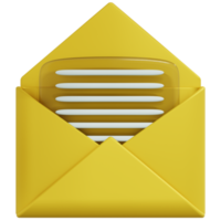 3D Rendering of Opened Message Icon png