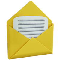 3D Rendering of Opened Message Icon png