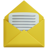 3D Rendering of Opened Message Icon png