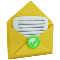 3D Rendering of Opened Message Icon png