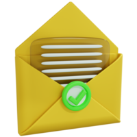 3D Rendering of Opened Message Icon png