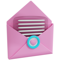 3D Rendering of Opened Pink Message Icon png