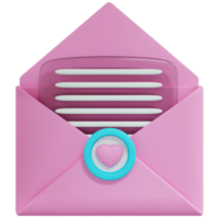 3D Rendering of Opened Pink Message Icon png