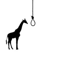 Visual Parody of the Desperate, Broken Heart, Sadness, Anxiety, Depression, etc with Giraffe and Gallows or Hanging Rope as Visual Symbol. Vector Illustration
