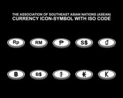 The Association of Southeast Asian Nations, ASEAN Currency Icon Symbol with ISO Code. Vector Illustration