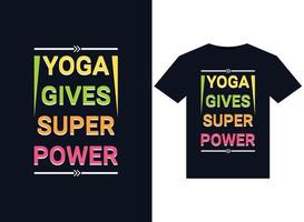 YOGA GIVES SUPERPOWER illustrations for print-ready T-Shirts design vector