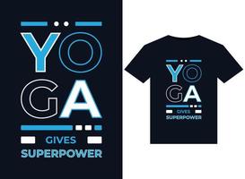 YOGA GIVES SUPERPOWER illustration for print-ready T-Shirts design vector