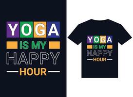 YOGA IS MY HAPPY HOUR illustrations for print-ready T-Shirts design vector